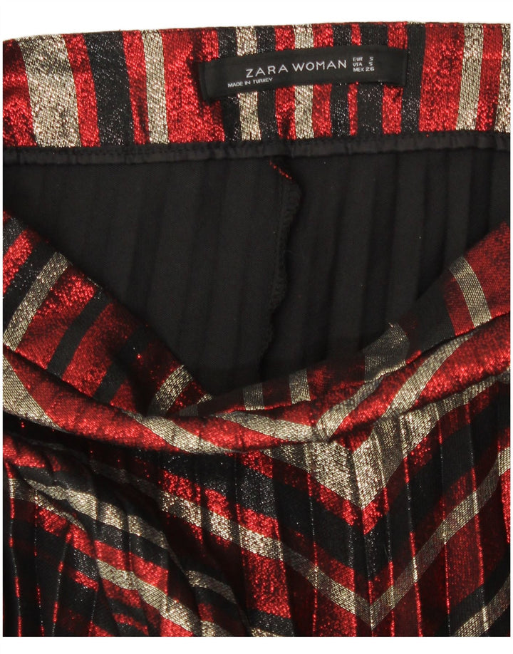 Zara Mujer Falda Plisada Knife Small W26 Poliéster A Rayas Multicolor