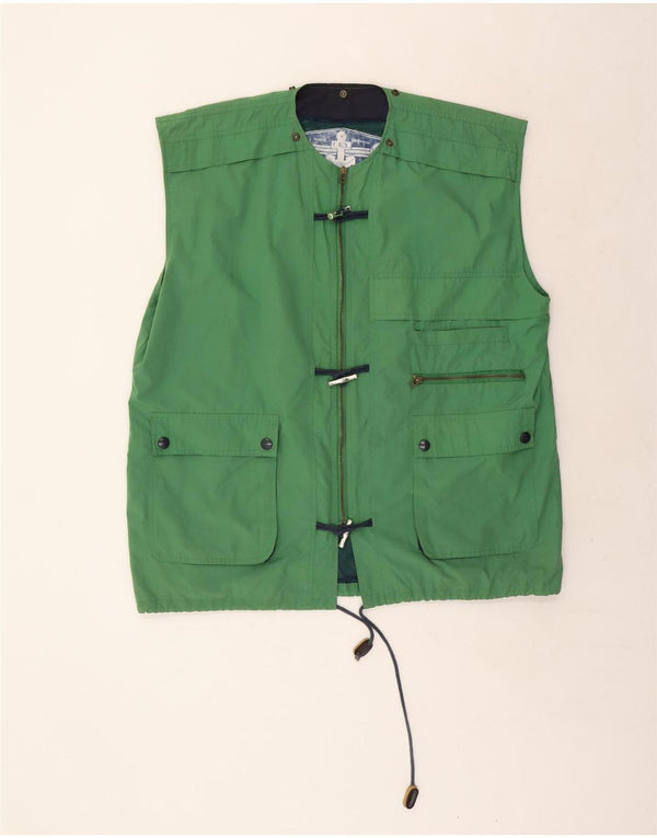 Vintage Hombres Utility Gilet Reino Unido 44 2XL Poliéster Verde