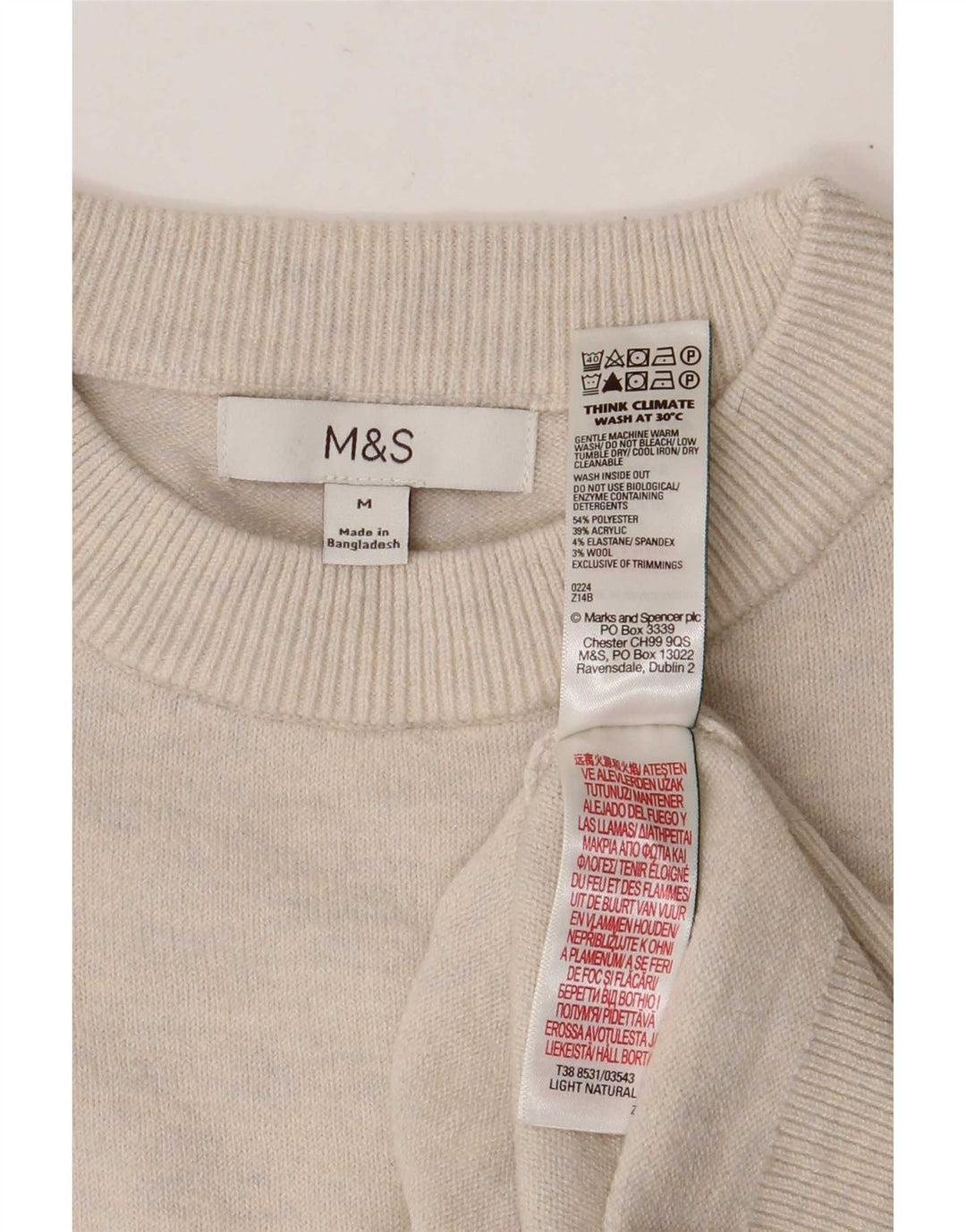 Marks & Spencer Suéter de Cuello Redondo para Mujer UK 44 Medio Beige