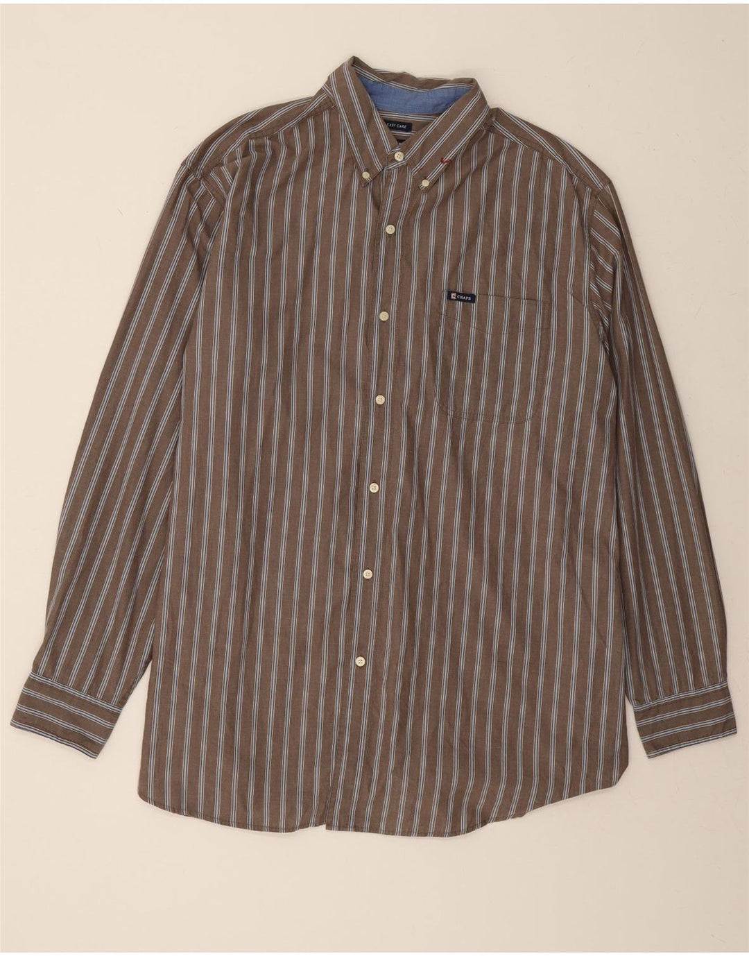 CHAPS Mens Shirt 2XL Grey Striped Cotton Vintage Chaps and Second-Hand Chaps from Messina Hembry 
