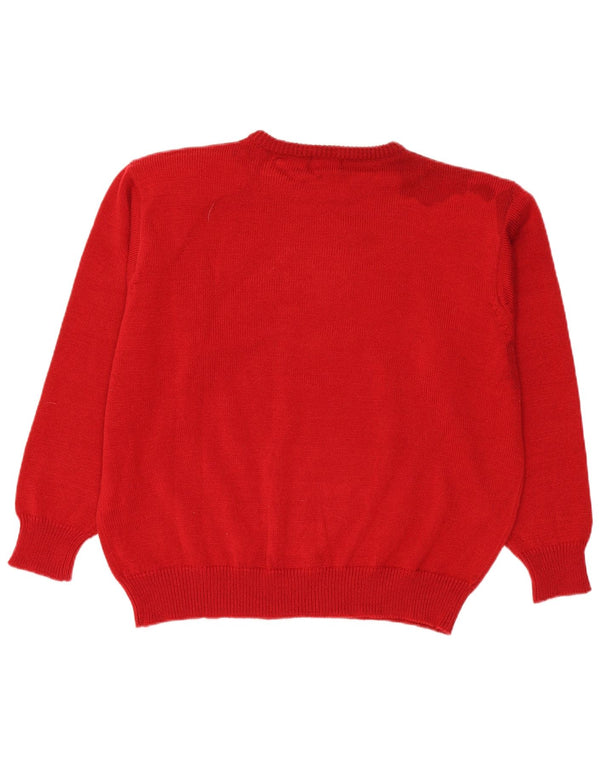 Julietta Jersey de cuello redondo para mujer UK 24 4XL Poliacrílico floral rojo