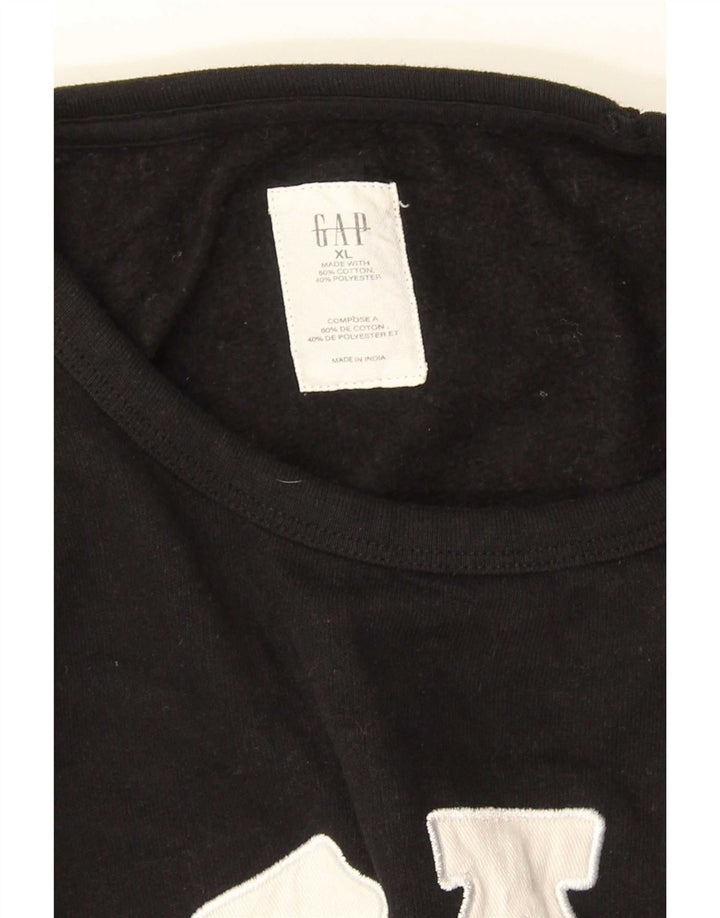 Gap Hombre Sudadera Gráfica Jumper XL Algodón Negro