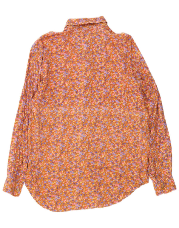 Vintage mujer camisa Reino Unido 14 medio multicolor floral viscosa