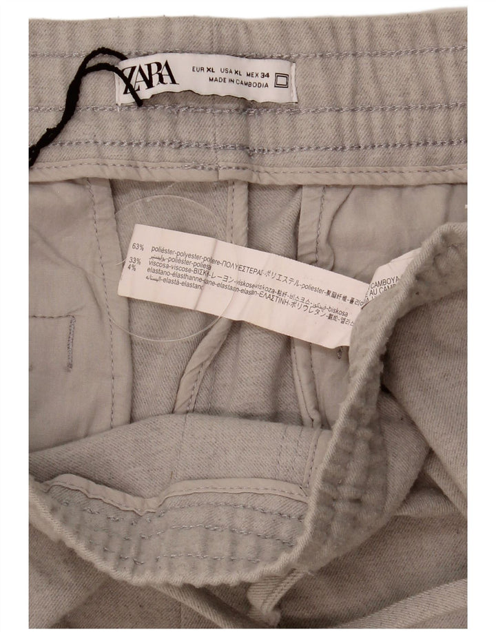 ZARA Hombre Pantalón Chándal XL Gris Poliéster