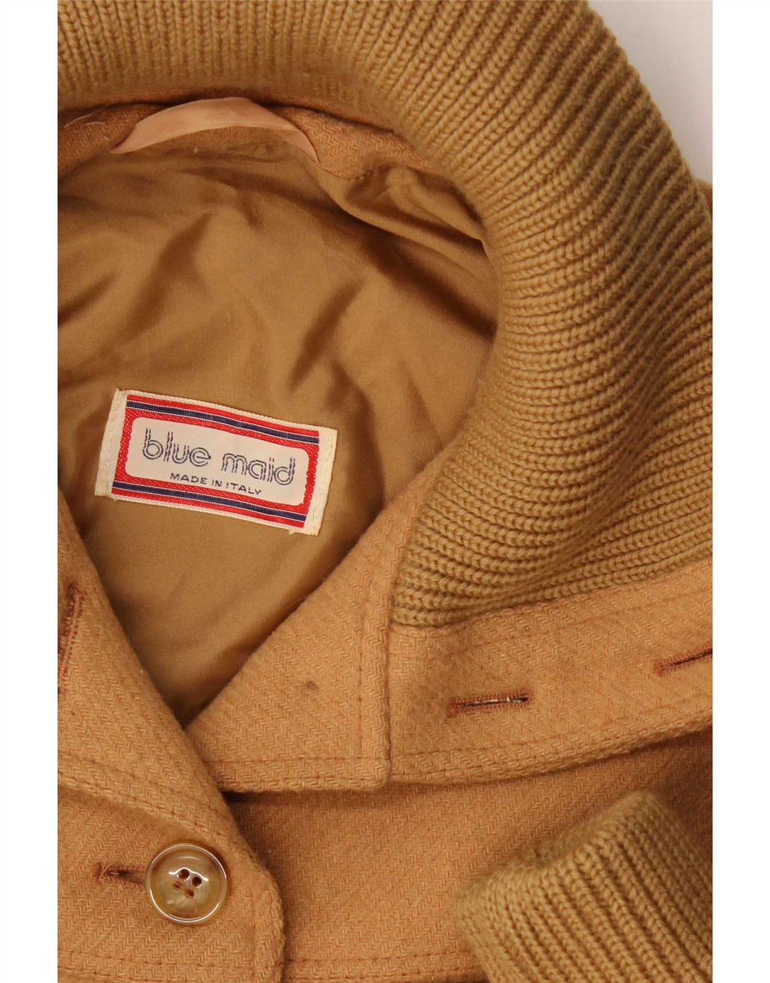 Vintage mujer abrigo Reino Unido 14 lana beige media