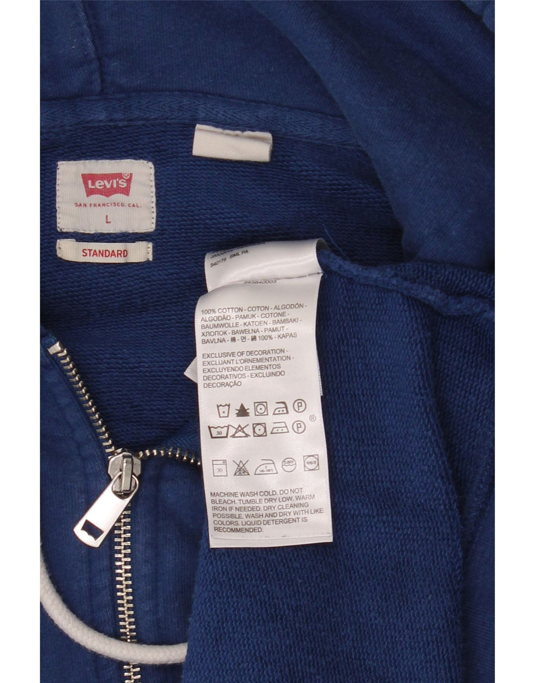 Levi's Suéter con capucha y cremallera estándar para hombre Algodón azul grande