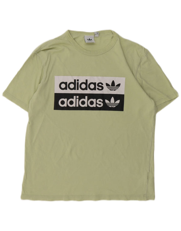 Adidas Hombre Camiseta Gráfica Top Algodón Verde Medio