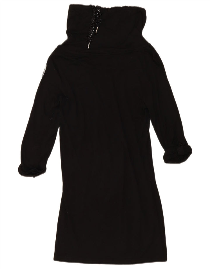 Puma Mujer Gráfico Rollo Cuello Túnica Top UK 8 Pequeño Negro