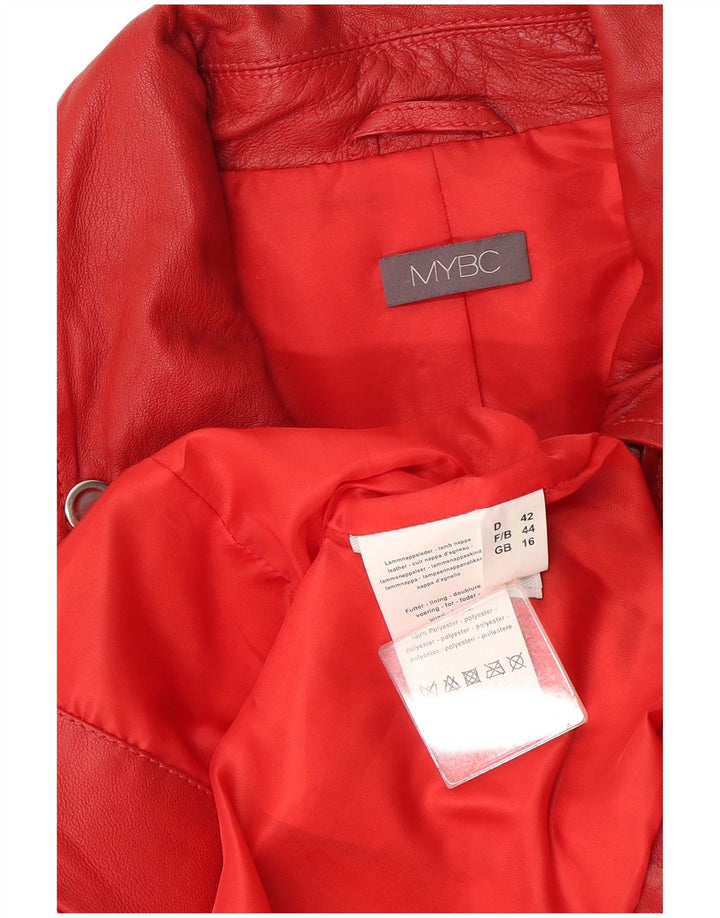 Vintage mujer biker chaqueta Reino Unido 16 cuero rojo grande