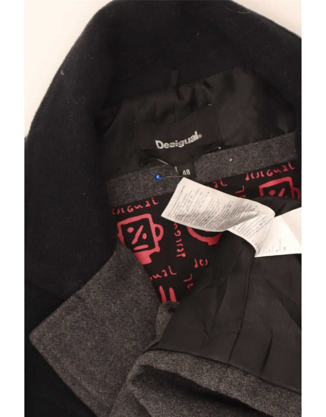 Abrigo Desigual Hombre IT 48 Poliéster color block gris medio