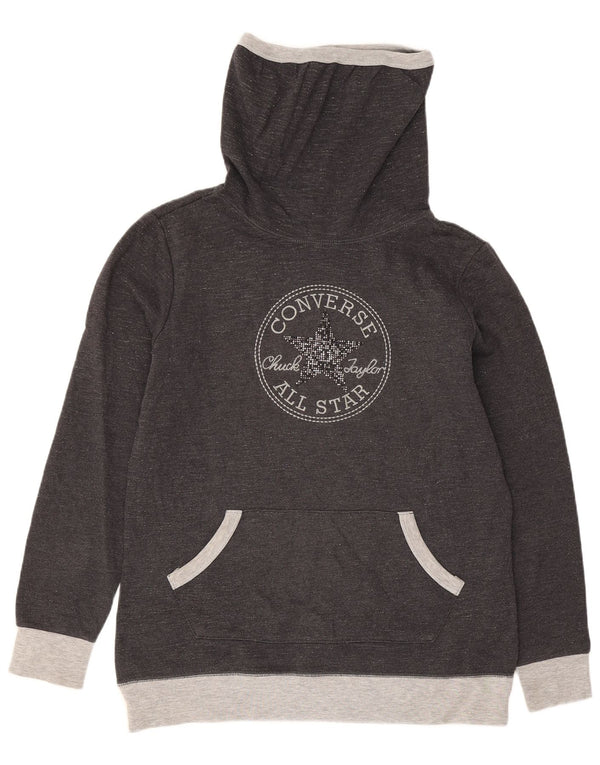 Converse Mujer Gráfico Sudadera Jumper UK 10 Pequeño Gris Colorblock