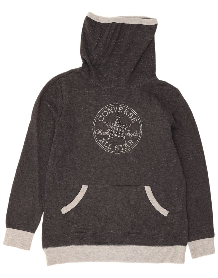 Converse Mujer Gráfico Sudadera Jumper UK 10 Pequeño Gris Colorblock