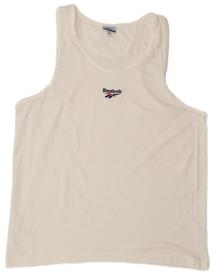 REEBOK Camiseta sin mangas para hombre XL Algodón blanco
