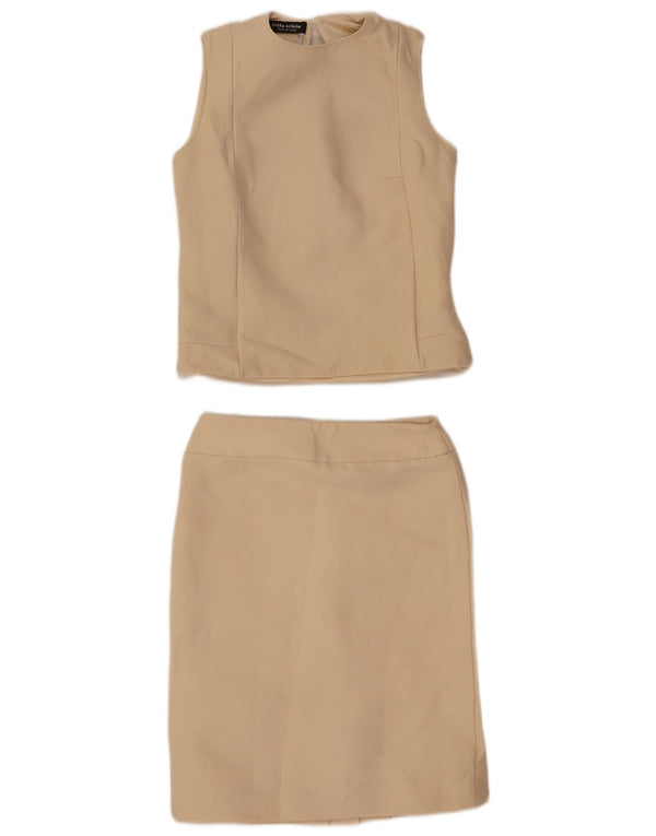 Mila Schon Conjunto de falda de 2 piezas para mujer IT 42 Medium W26 Lana beige