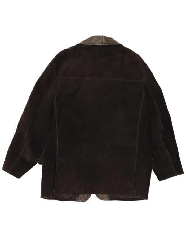 Vintage hombres 3 botones ante Blazer chaqueta Reino Unido 38 medio negro