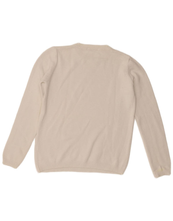 Marks & Spencer Jersey de Cuello Redondo para Mujer UK 10 Small White Cotton
