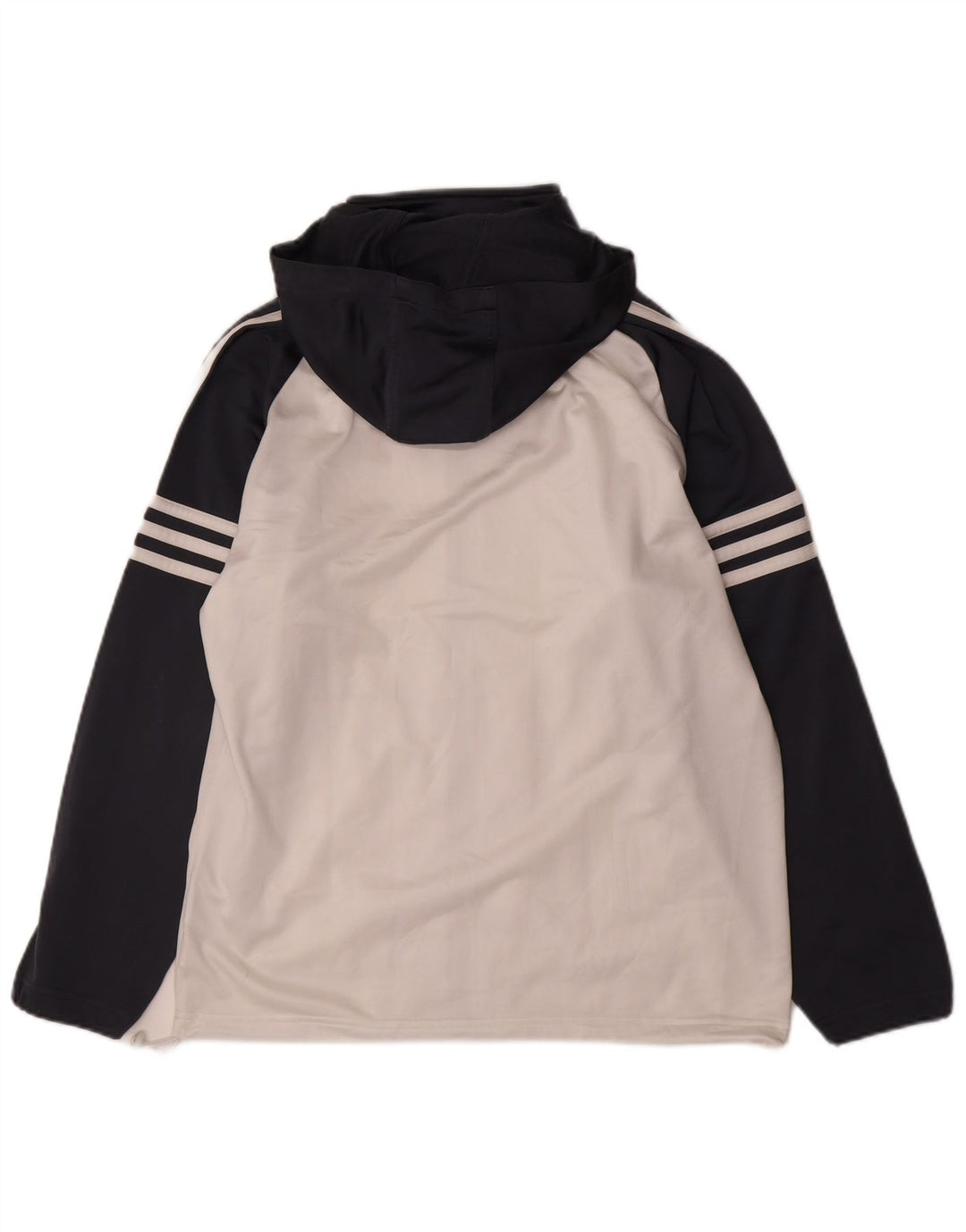Adidas - Sudadera con capucha y cremallera para niños, 15-16 años, color blanco roto, poliéster