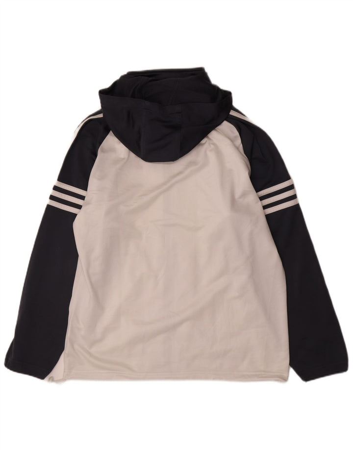 Adidas - Sudadera con capucha y cremallera para niños, 15-16 años, color blanco roto, poliéster
