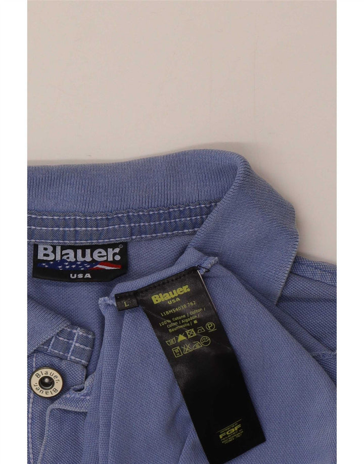 Blauer - Polo para hombre, talla grande, algodón azul