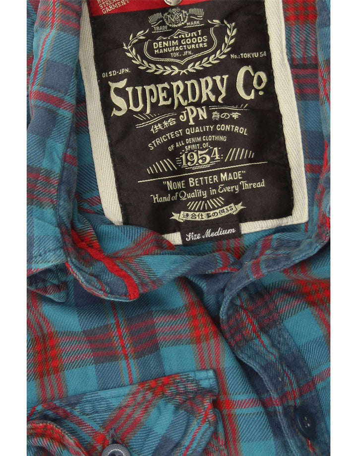 Superdry Camisa De Franela De Algodón A Cuadros Azul Medio