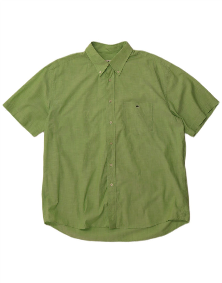 Camisa Lacoste Hombre Manga Corta Talla 44 XL Algodón Verde