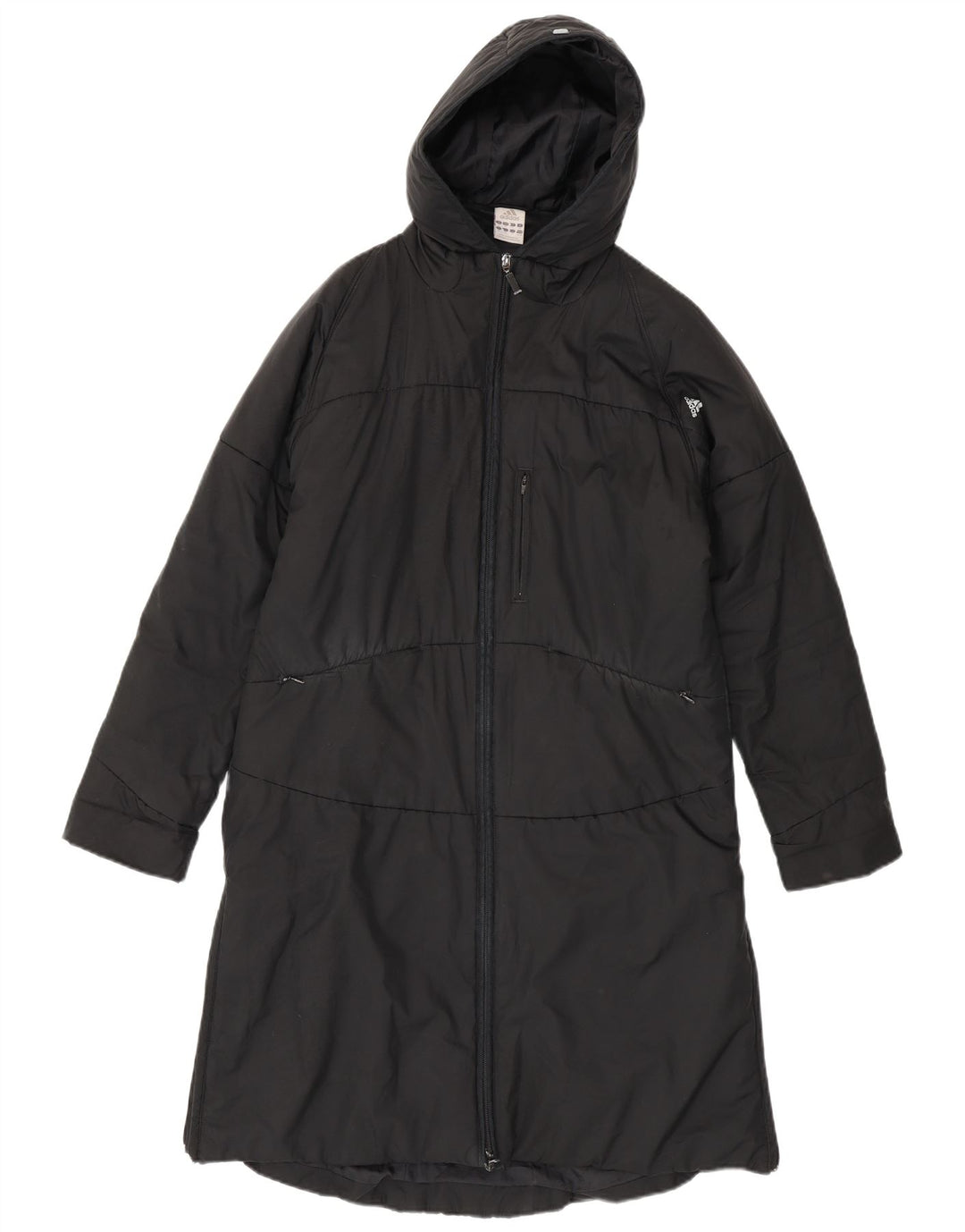 Adidas Abrigo acolchado con capucha para mujer UK 44 Mediano Negro Poliéster
