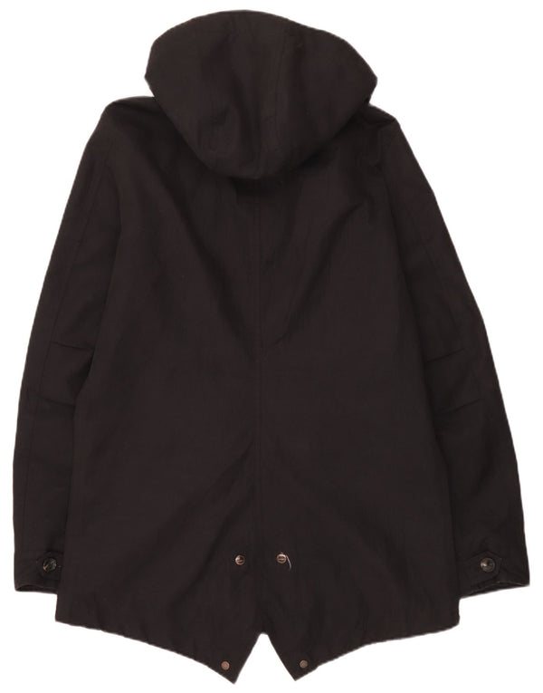 Scotch & Soda Parka con capucha para hombre, talla 40, poliéster negro grande