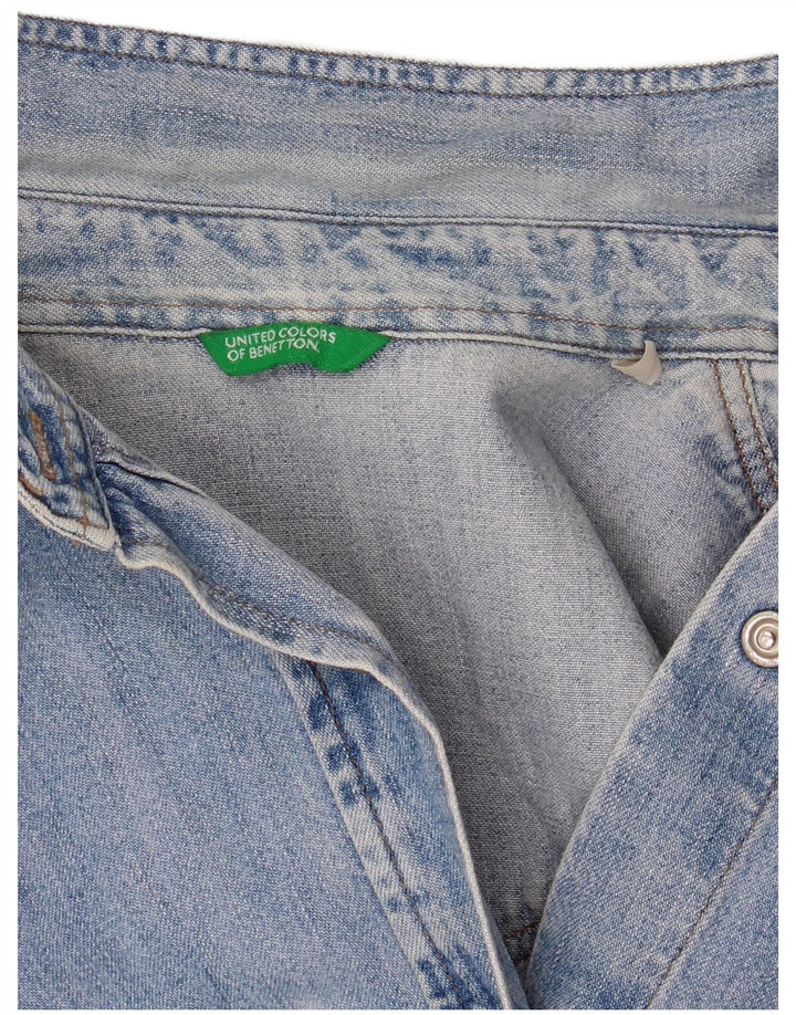 BENETTON Camisa vaquera para mujer UK 44 Algodón azul medio