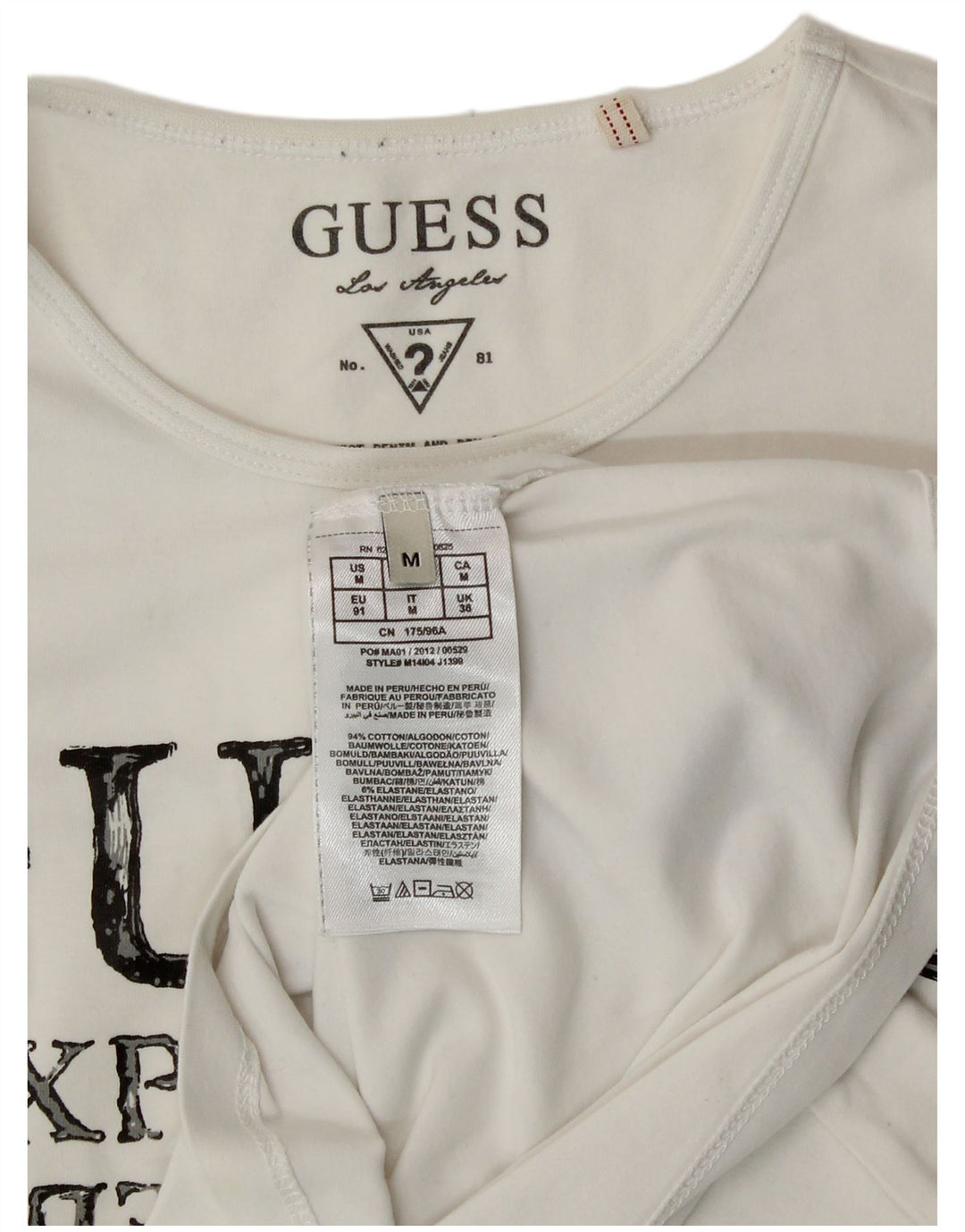 Guess Camiseta gráfica para mujer Top EU 38 Medium White Cotton Classic