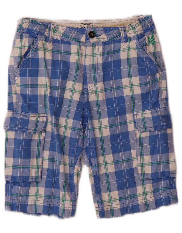 Crew Clothing Pantalones cortos tipo cargo para niños 8-9 años W24 Algodón a cuadros azules