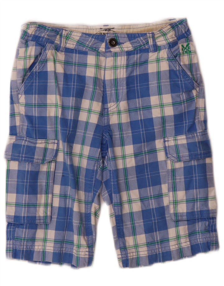 Crew Clothing Pantalones cortos tipo cargo para niños 8-9 años W24 Algodón a cuadros azules