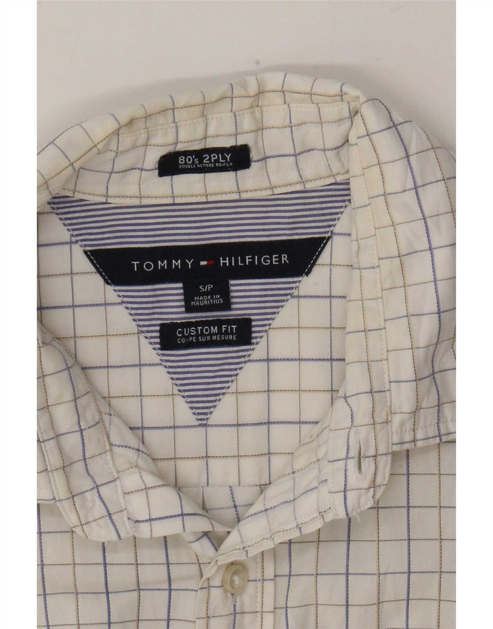 Camisa Tommy Hilfiger Custom Fit para hombre, talla pequeña, cuadros blancos
