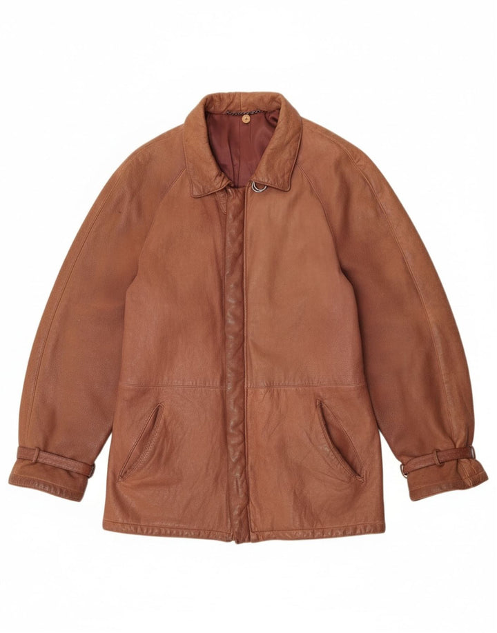 Chaqueta de cuero vintage para mujer IT 52 2XL Marrón