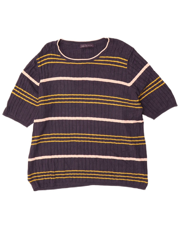 Marks & Spencer Womens Boat Neck Jumper Sweater UK 16 Large Navy Blue