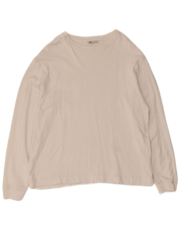 Zara Hombre Top Manga Larga Grande Algodón Blanco