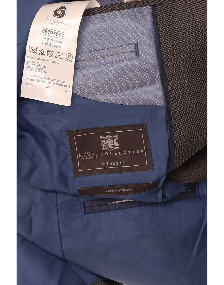 MARKS & SPENCER Chaqueta tipo blazer de 2 botones entallada para hombre UK 38 Gris medio