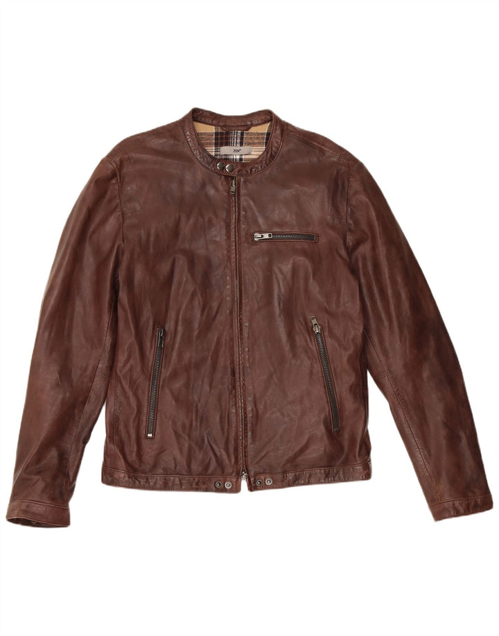 Zen Chaqueta de cuero para mujer IT 52 2XL Cuero marrón