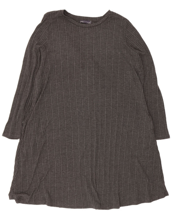 Marks & Spencer Vestido tipo camiseta de manga larga para mujer UK 24 4XL Gris a rayas