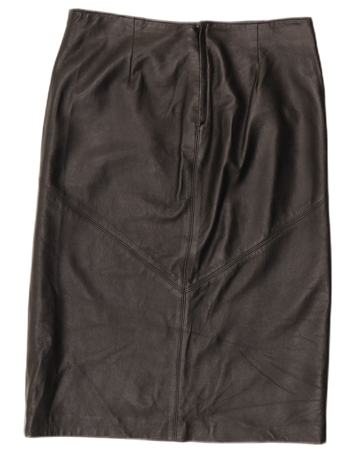 Falda de cuero vintage para mujer IT 44 Mediana W30 Cuero negro
