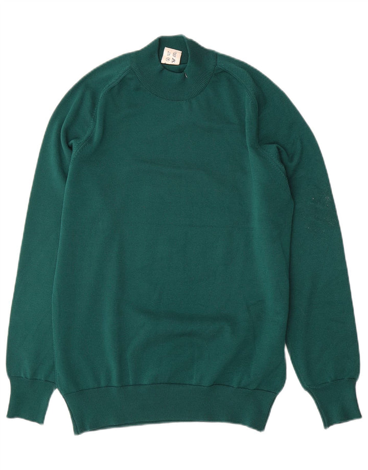 Vintage mujer cuello tortuga jersey suéter Reino Unido 12 verde medio