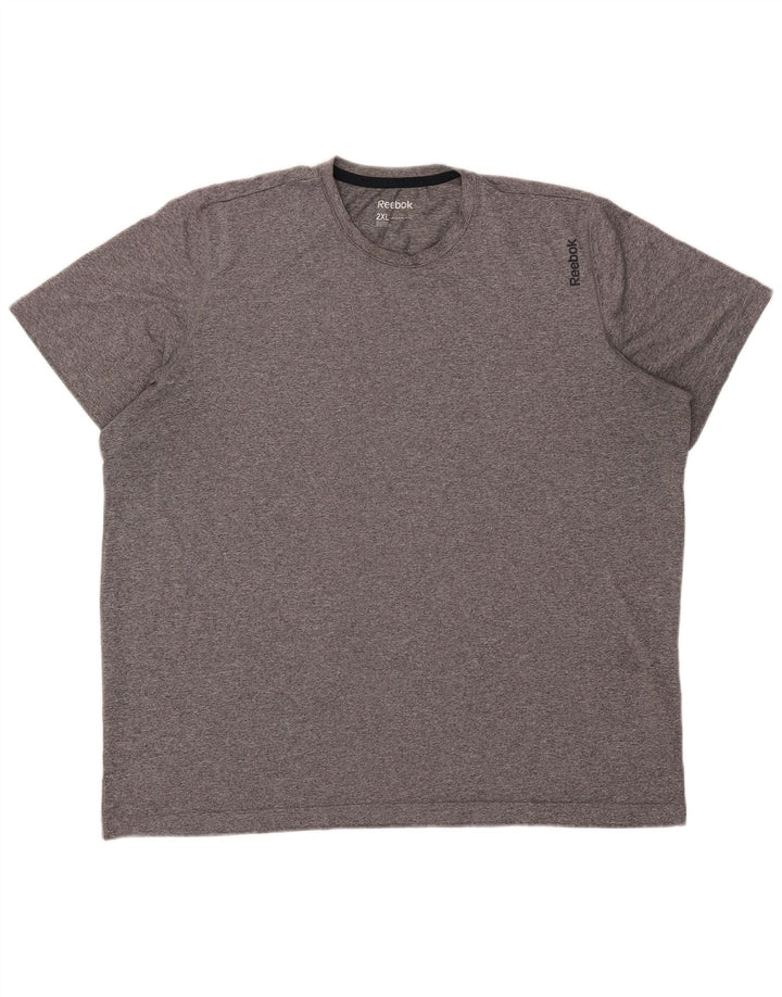 Reebok Camiseta para hombre Top 2XL Poliéster moteado gris