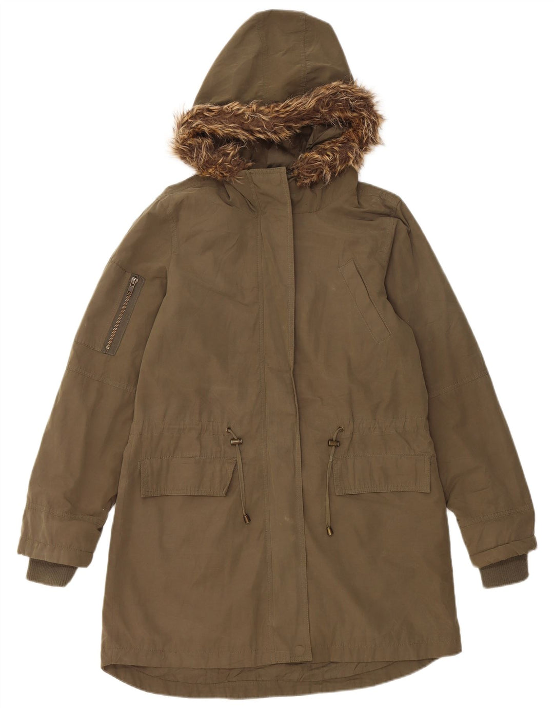 Oasis Chaqueta Parka con Capucha para Mujer UK 10 Small Caqui Poliéster