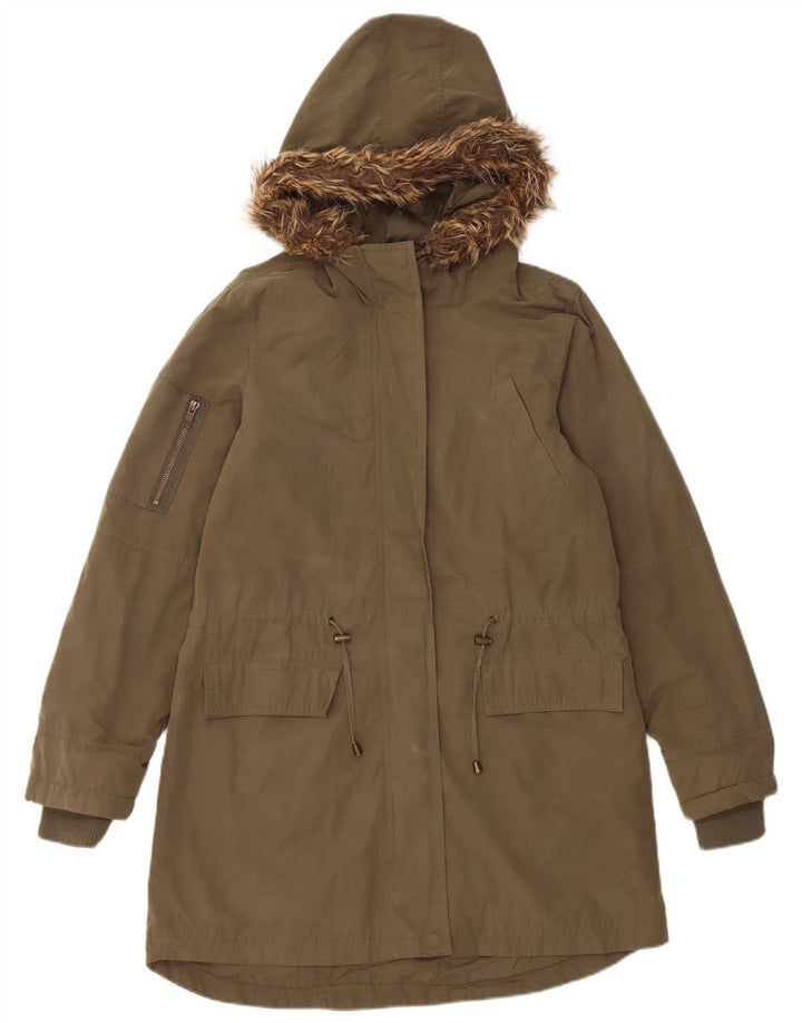 Oasis Chaqueta Parka con Capucha para Mujer UK 10 Small Caqui Poliéster