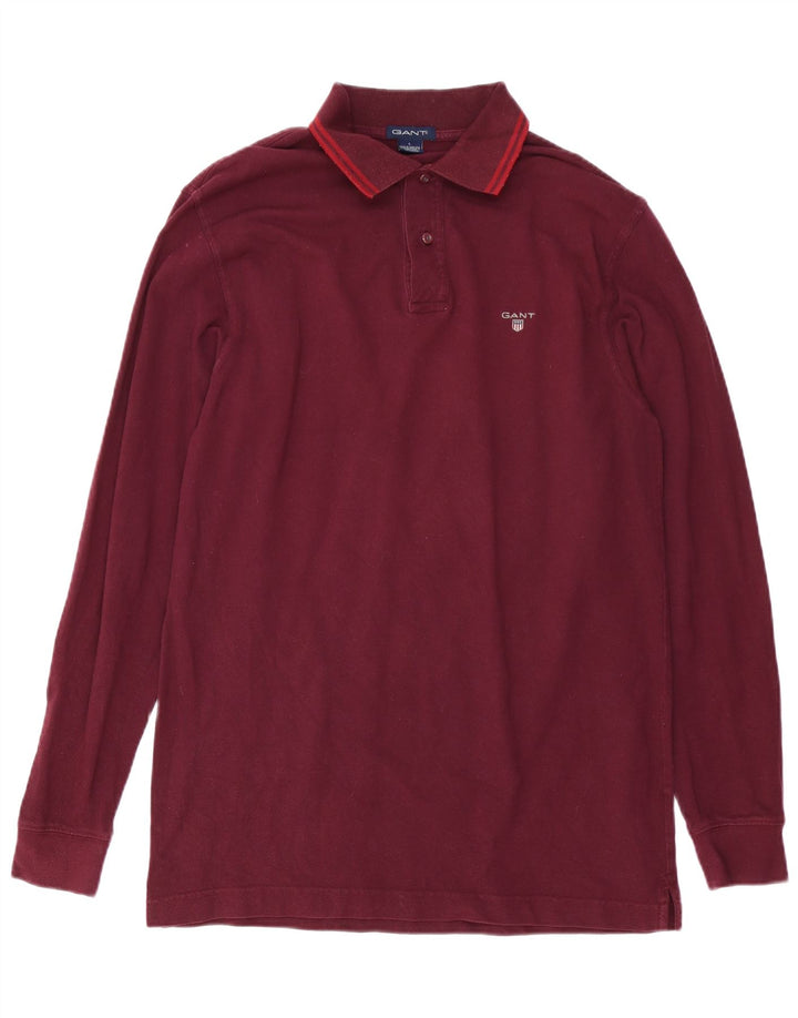 GANT Polo de manga larga para hombre, talla grande, color granate, algodón