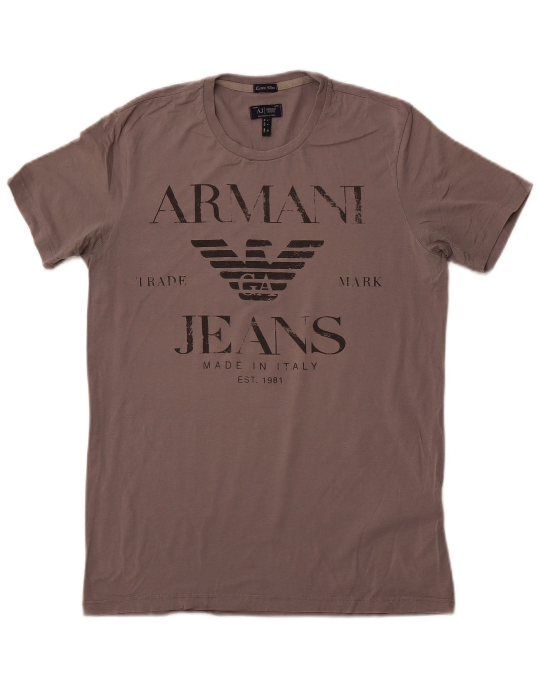 Armani Jeans Hombre Extra Slim Graphic Camiseta Top Grande Gris Algodón