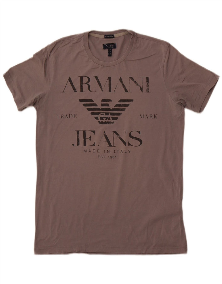 Armani Jeans Hombre Extra Slim Graphic Camiseta Top Grande Gris Algodón