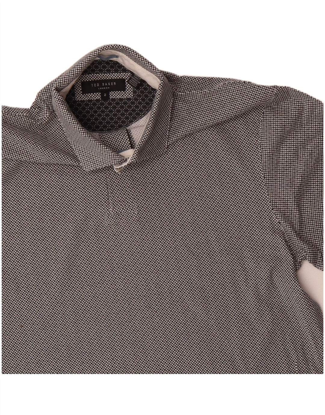 Ted Baker Polo para hombre talla 2 pequeño algodón a cuadros gris