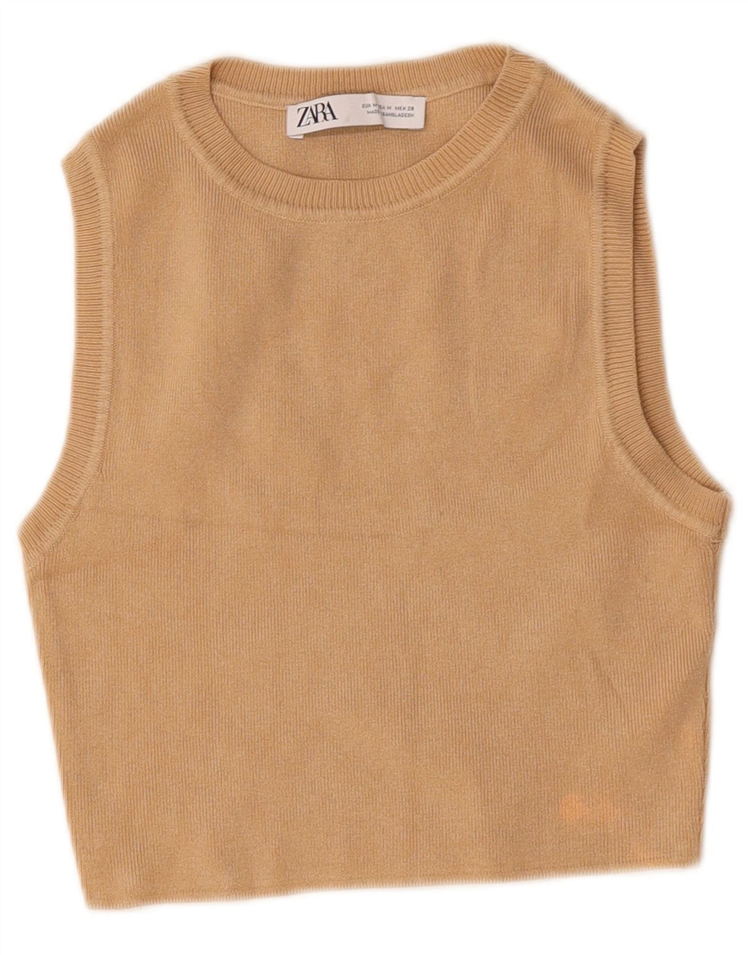 Zara Mujer Crop Vest Top UK 42 Viscosa Beige Medio