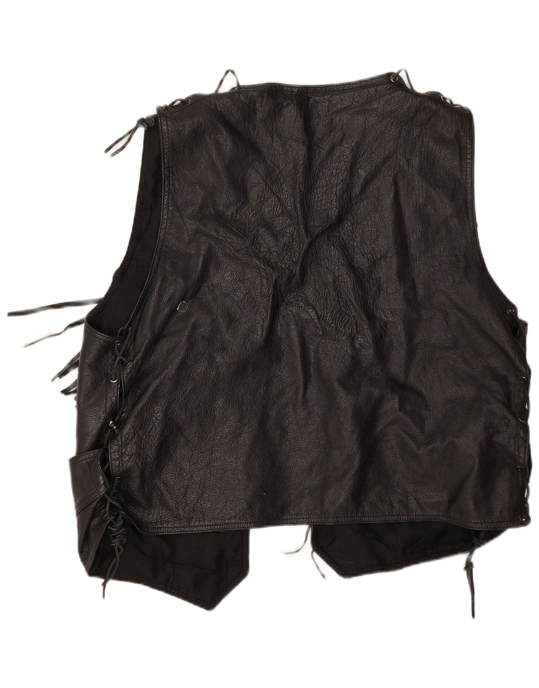 Vintage mujer cuero chaleco Reino Unido 20 2XL cuero negro