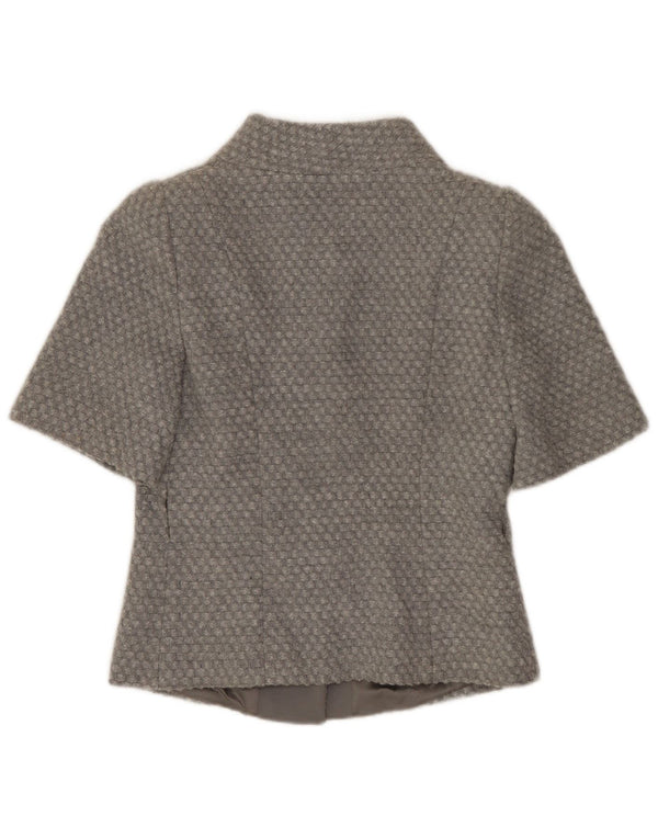 BENETTON Chaqueta tipo blazer corta de manga corta con 4 botones para mujer IT 38 XS Gris